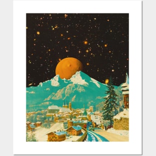 Sunny Village On The Snow Moon - Space Collage, Retro Futurism, Sci-Fi Posters and Art